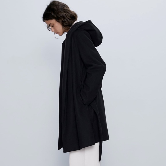 LAST 1! ZARA BELTED HOODED COAT - Picture 11 of 16